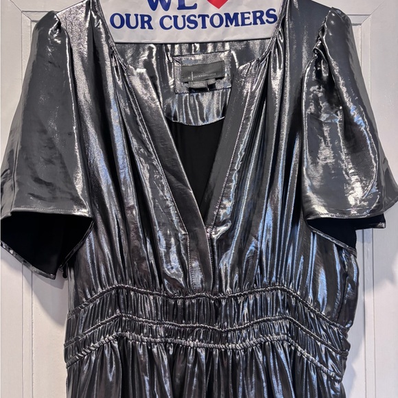 Anthropologie Shimmering Silver Midi Dress (Size L) - Picture 3 of 7
